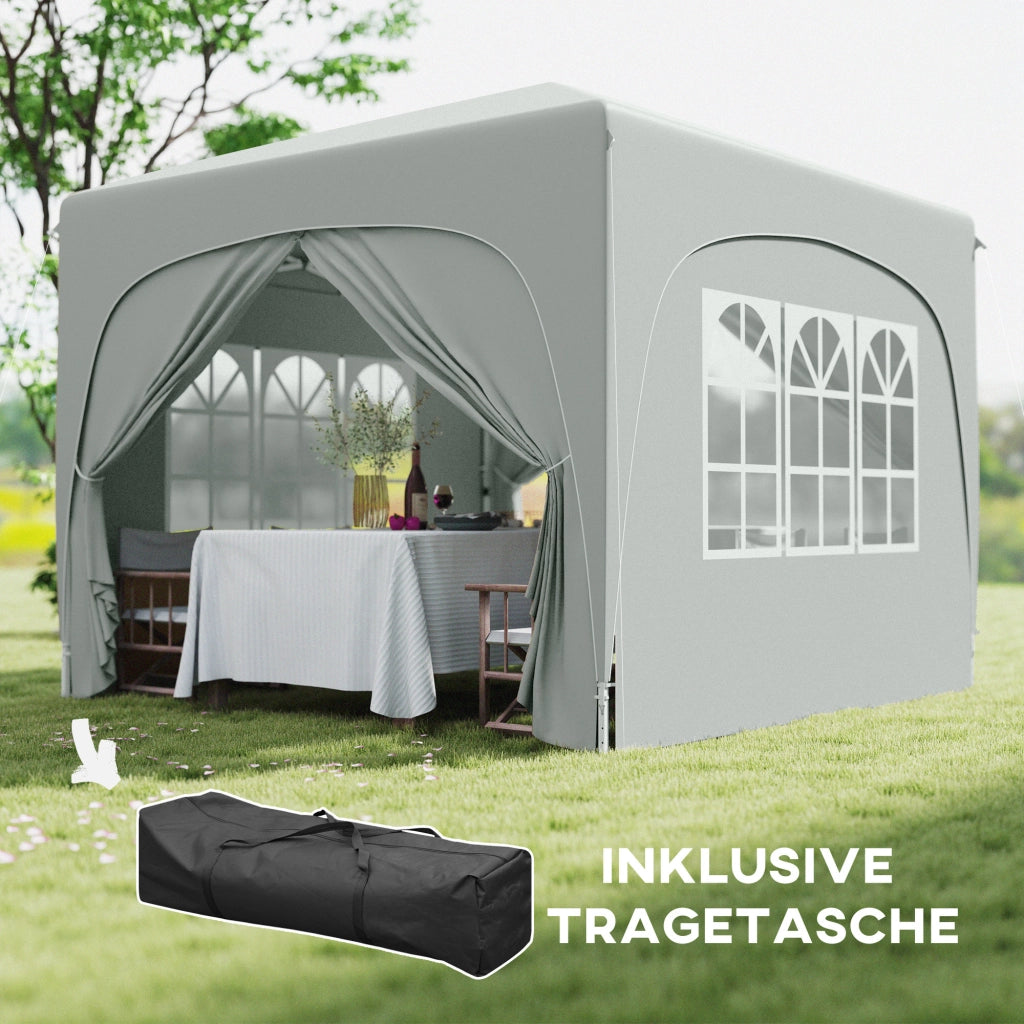 Gazebo 3x3 m ¨C zephmum ¨C Grigio Sabbia, Tessuto UPF50+, Pieghevole, Con Borsa