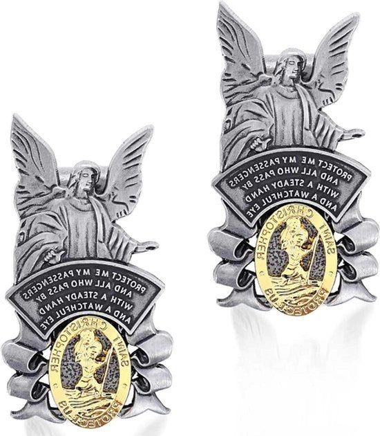 Accessori per Auto - Medaglia di San Cristoforo - Angeli Protettori per la Sicurezza in Guida - Viziere per Amici e Conducenti.