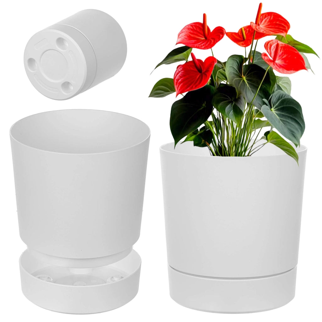 Vaso da fiori KADAX con supporto, rotondo, in plastica, 14,5 cm