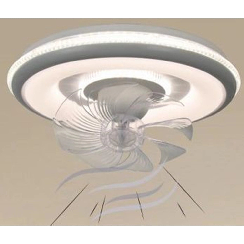 Trade Shop - Plafoniera A Ventola Luce 3200k-6500k Lampada Tonda Da Soffitto Ventilatore 33214 -