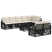 Set Divano da Giardino 9 pcs Nero polyrattan
