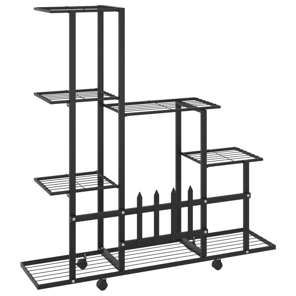 Portavasi mobile portafiori su ruote 94,5 x 25 x 92,5 cm metallo nero 02_0045184