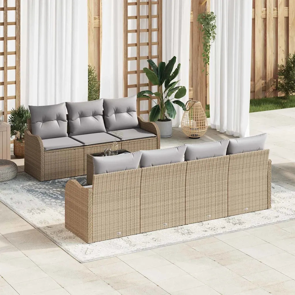 Set Divano da Giardino con cuscino 8 pcs Beige e grigio 3354279