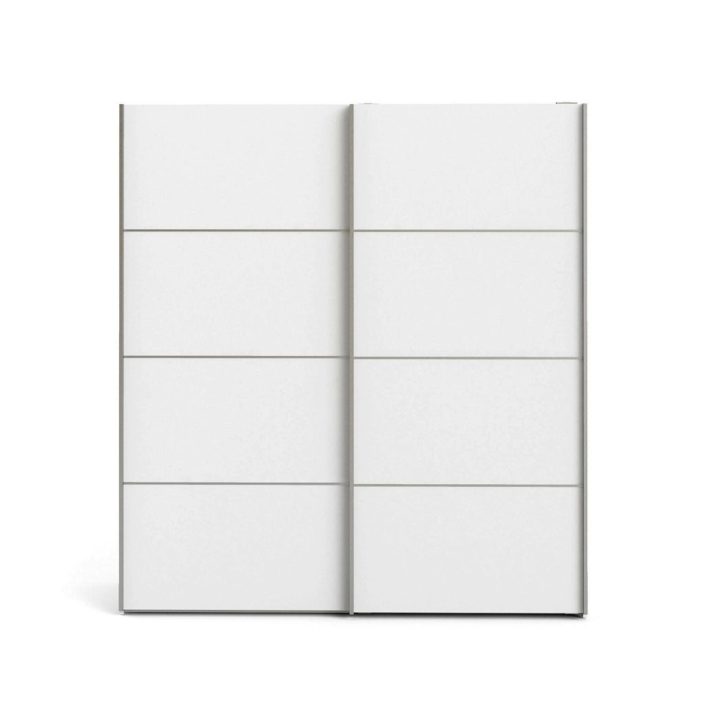 Guardaroba 2 ante Attilio, Mobile camera da letto, Cabina armadio portabiti, Armadio appendiabiti, 182x64 h202 cm, Bianco