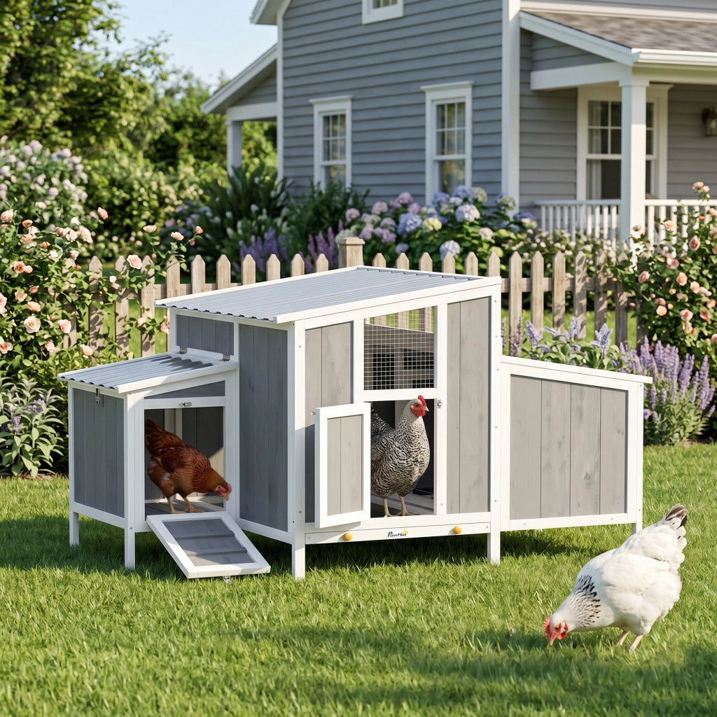 Polladio in Legno con Tetto in PET Impermeabile ¨C zephmum ¨C Grigio 145x90x92 cm