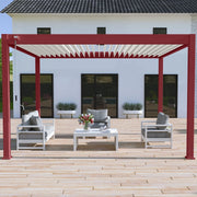 Pergola bioclimatica autoportante OmbrÃ©a VS - 3x4M Rosso basco + 1 tenda 4M bianca