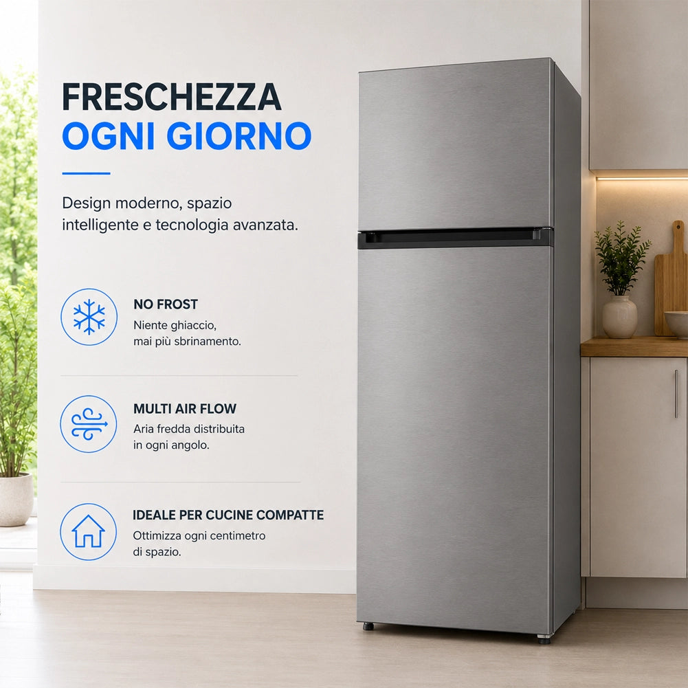 Frigorifero Grigio 413L con Congelatore Tecnologia No Frost Frigo 70x67x172.3 cm