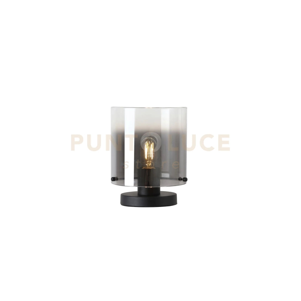 Lampada da tavolo Sweden 1Lt, metallo nero opaco con vetro sfumato fumè