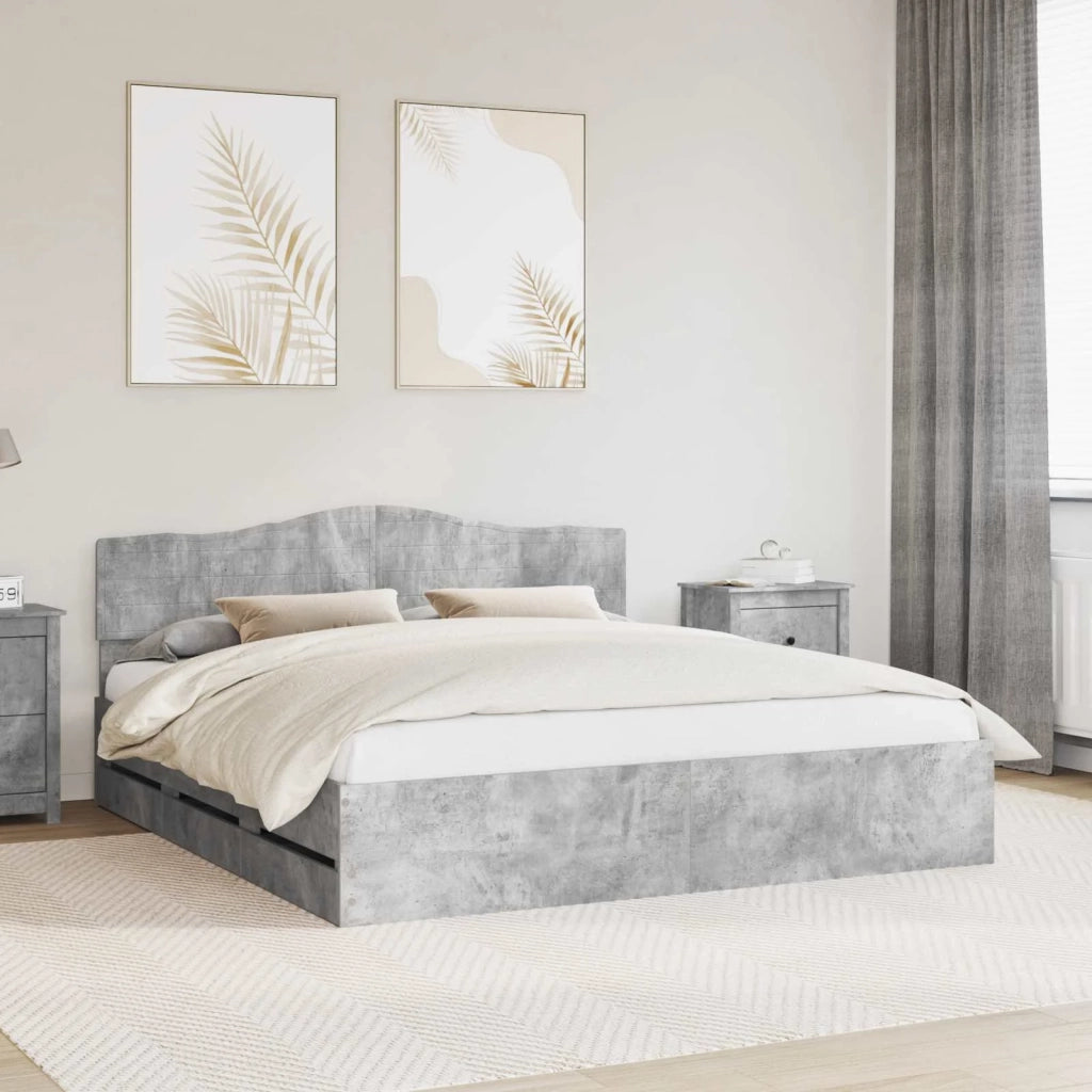 Struttura del letto con cassetto Grigio cemento 200 x 200 cm