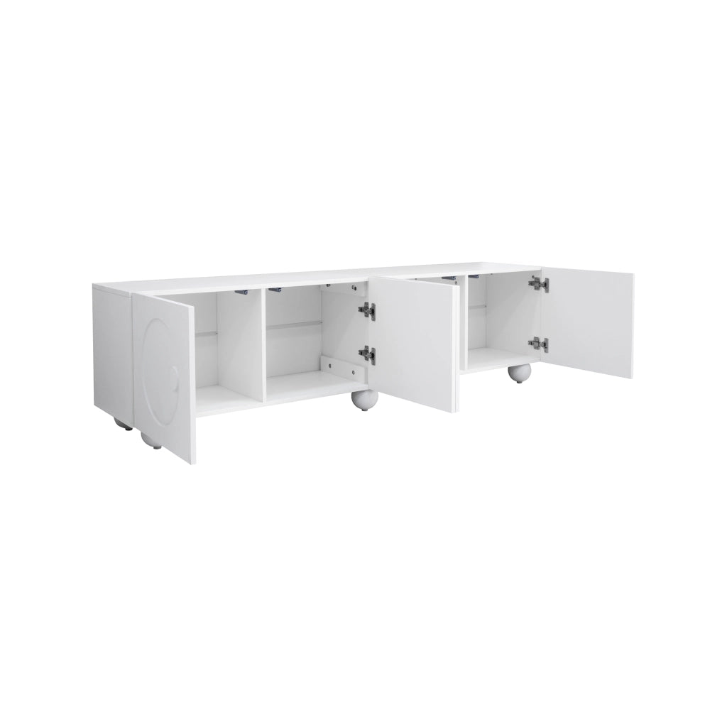 OKWISH Mobile TV con Ante Multiple e Vani Chiusi, Stile Moderno, per Soggiorno, MDF, Bianco, 180,5 x 38 x 50 cm