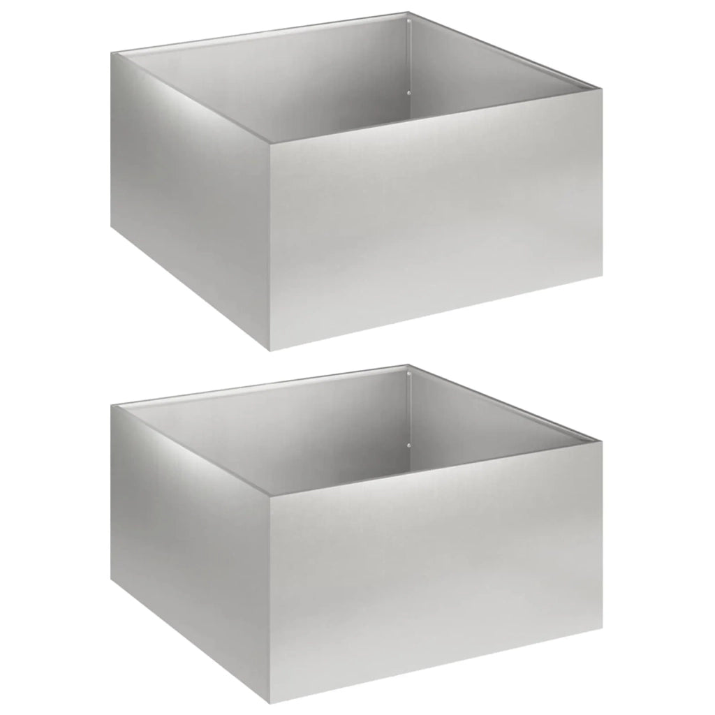 Vaso da giardino 2 pz Argento 40 x 40 x 30 cm Acciaio Inox 8005045