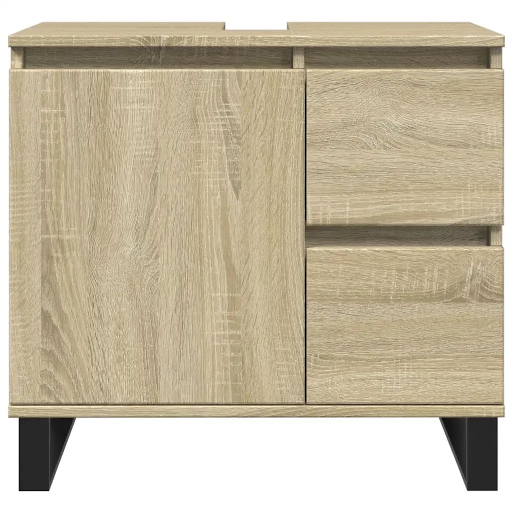 Set Mobili da Bagno 3 pz Rovere Sonoma in Legno Multistrato 3307678