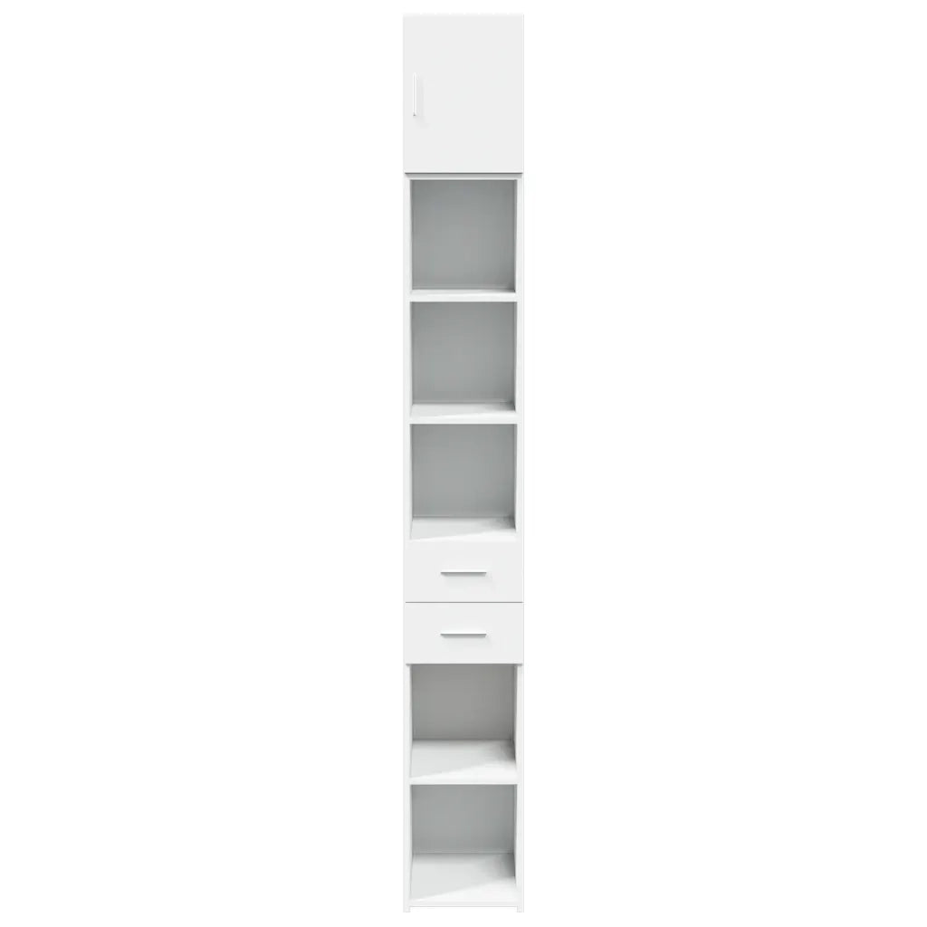 Mobile contenitore sottile ed economico con scomparto verticale 30 x 42,5 x 225 cm realizzato in legno composito bianco 02_0055552