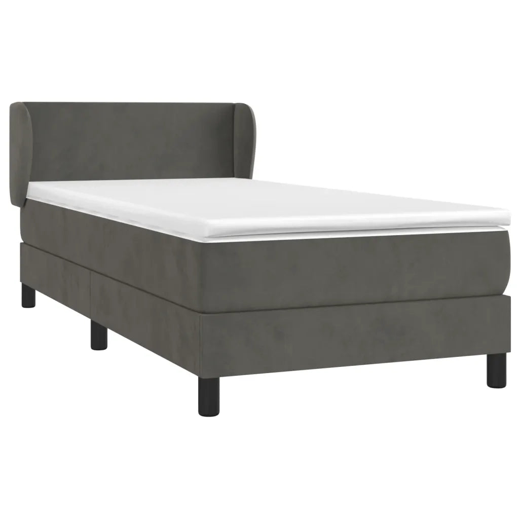 Giroletto a Molle con Materasso Grigio Scuro 80x200 cm Velluto 3127338