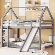 Letto a castello con scivolo in pino grigio 140x200 cm