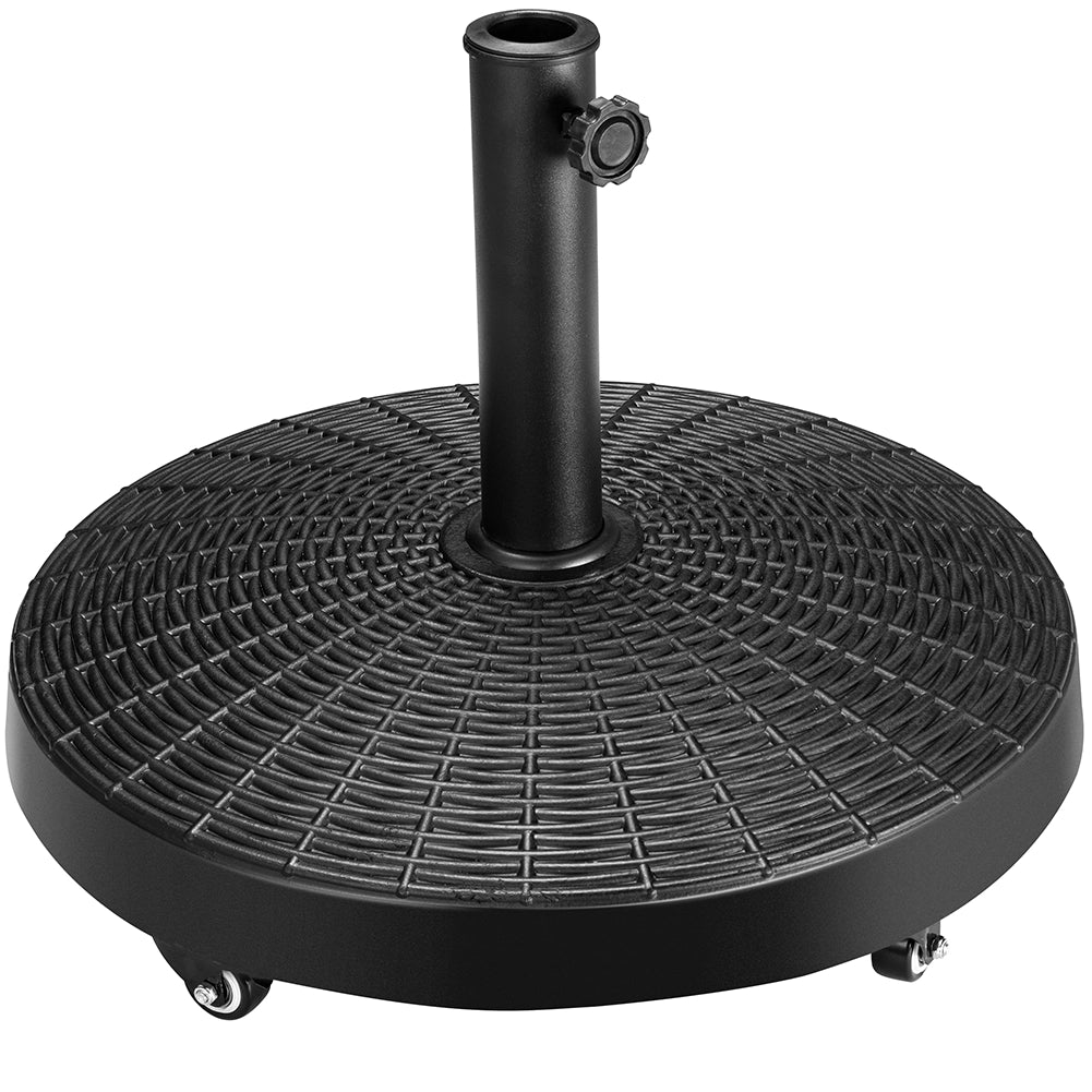 Base Ombrellone in Resina 25kg con 4 Ruote Supporto per Ombrelloni 38/48mm