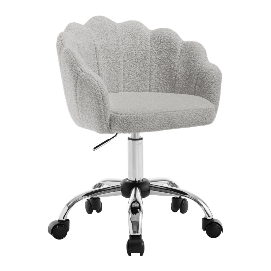 Sedia da Ufficio Ergonomica a Petalo, Girevole e Regolabile in Altezza, Tessuto Effetto Cashmere, Grigio Chiaro