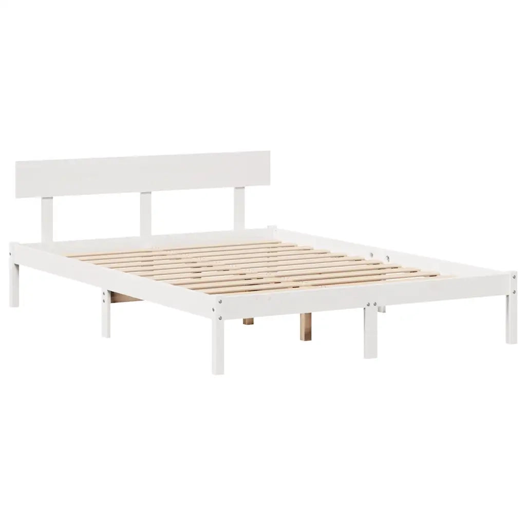 Letto senza Materasso Bianco 120x190 cm Legno Massello di Pino