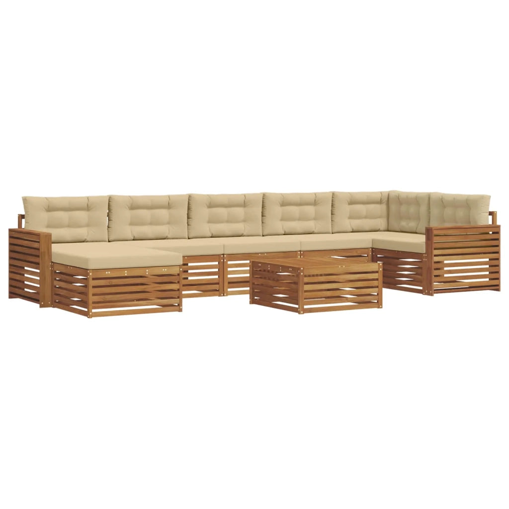 Set di divani da esterno con cuscino 8 pcs Naturale e Beige