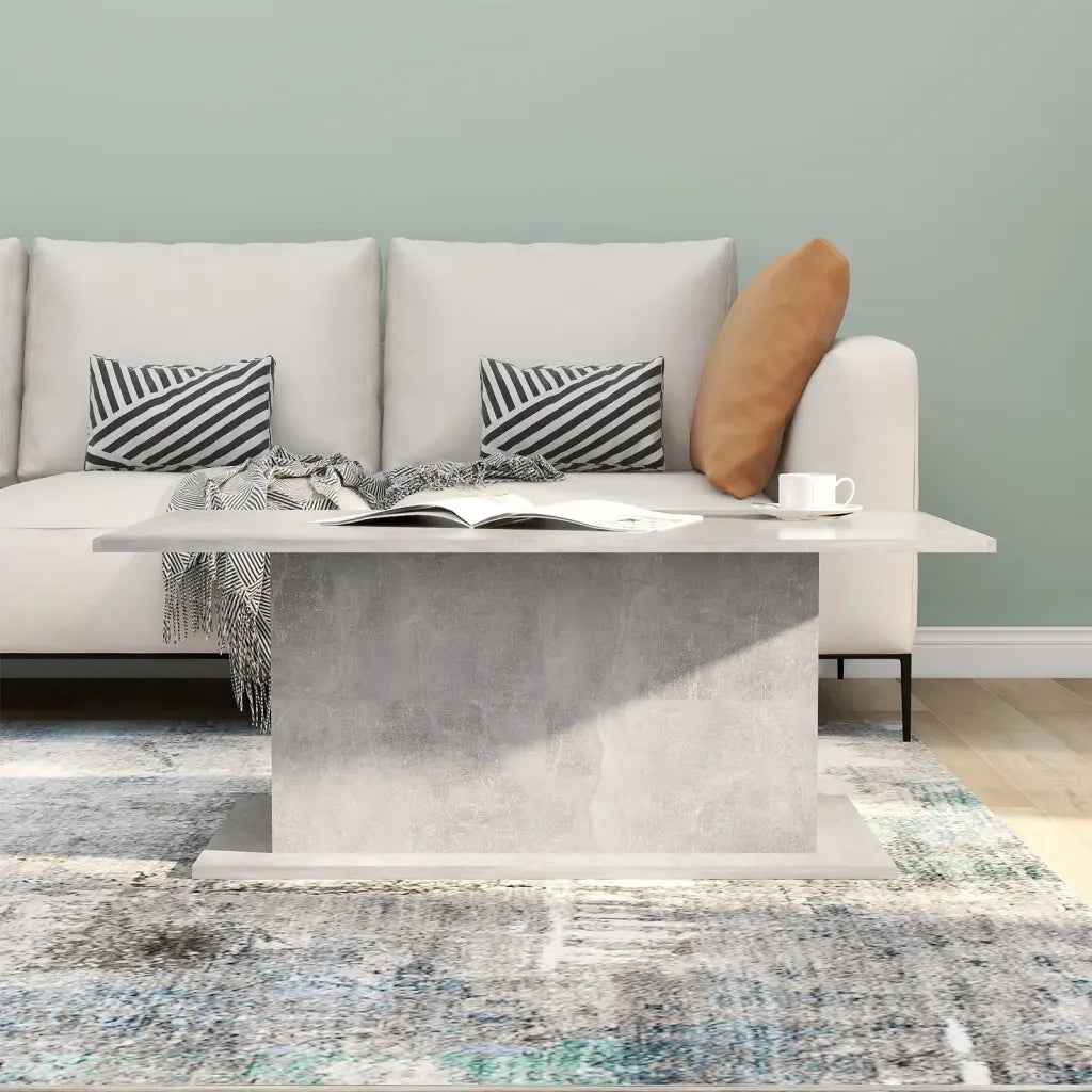 Tavolino da Salotto Grigio Cemento 102x55,5x40 cm in Truciolato 810311