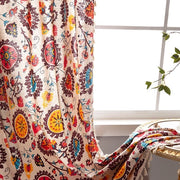 Tessuto con Spilli 1 Pannello 145x220cm – Fiori Bohemien – Tela Semi-Opaca di Lino – Borse di Cuoio – Soggiorno Camera da Letto Cucina