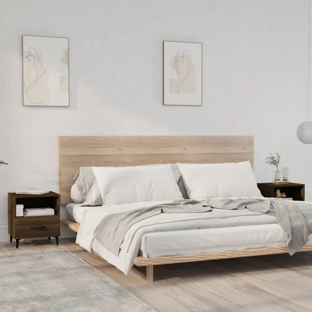 Set di 2 Comodini | Armadio da Notte | Mobiletto da notte Rovere Marrone in Legno Multistrato
