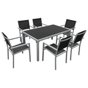 BERGAMOSet di mobili da giardino in textilene nero 6 posti - alluminio grigio