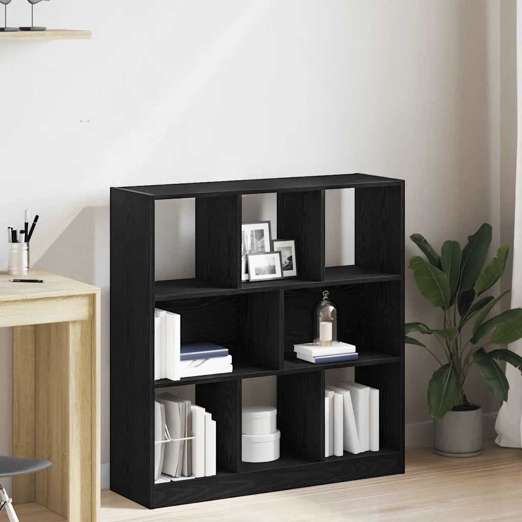 Libreria-Scaffale per Libri-Mobile di Stoccaggio Rovere Nero 97,5x29,5x100 cm in Legno Multistrato