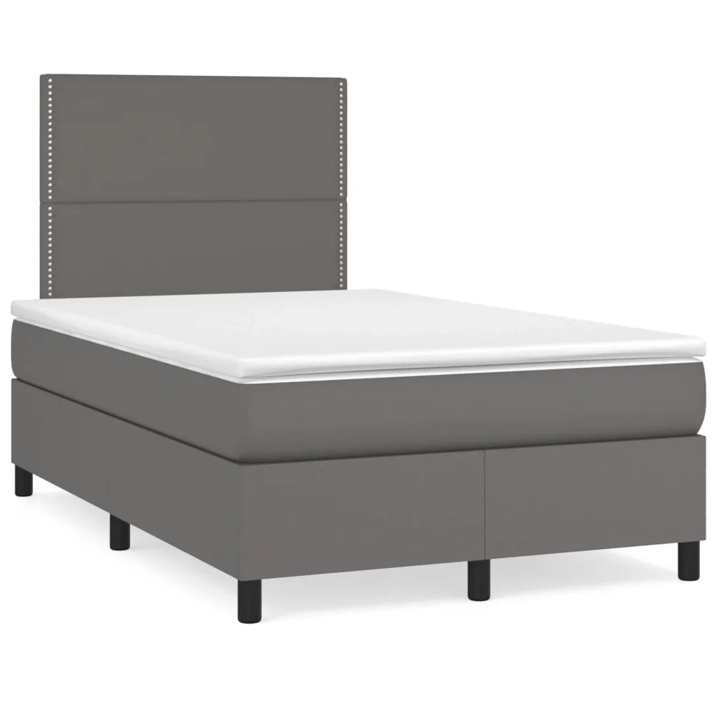 Giroletto a Molle con Materasso Grigio 120x200 cm in Similpelle