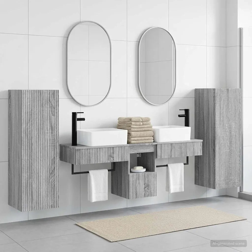 Set di mobili per il bagno 5 pz Sonoma grigio 3405979
