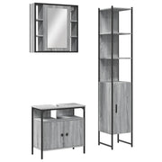 Set Mobili da Bagno | Armadio da bagno 3 pz Grigio Sonoma in Legno Multistrato