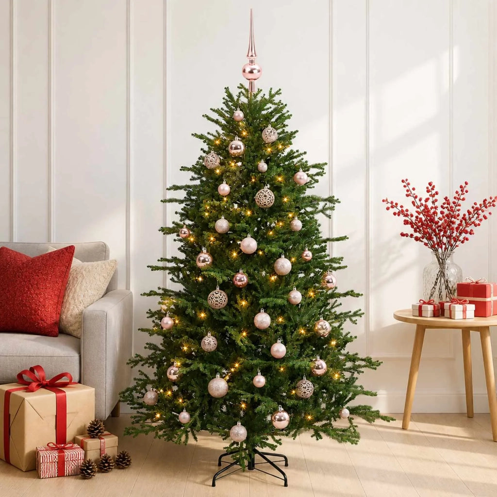 Albero di Natale artificiale con palline 120 cm 150 LED 3465785