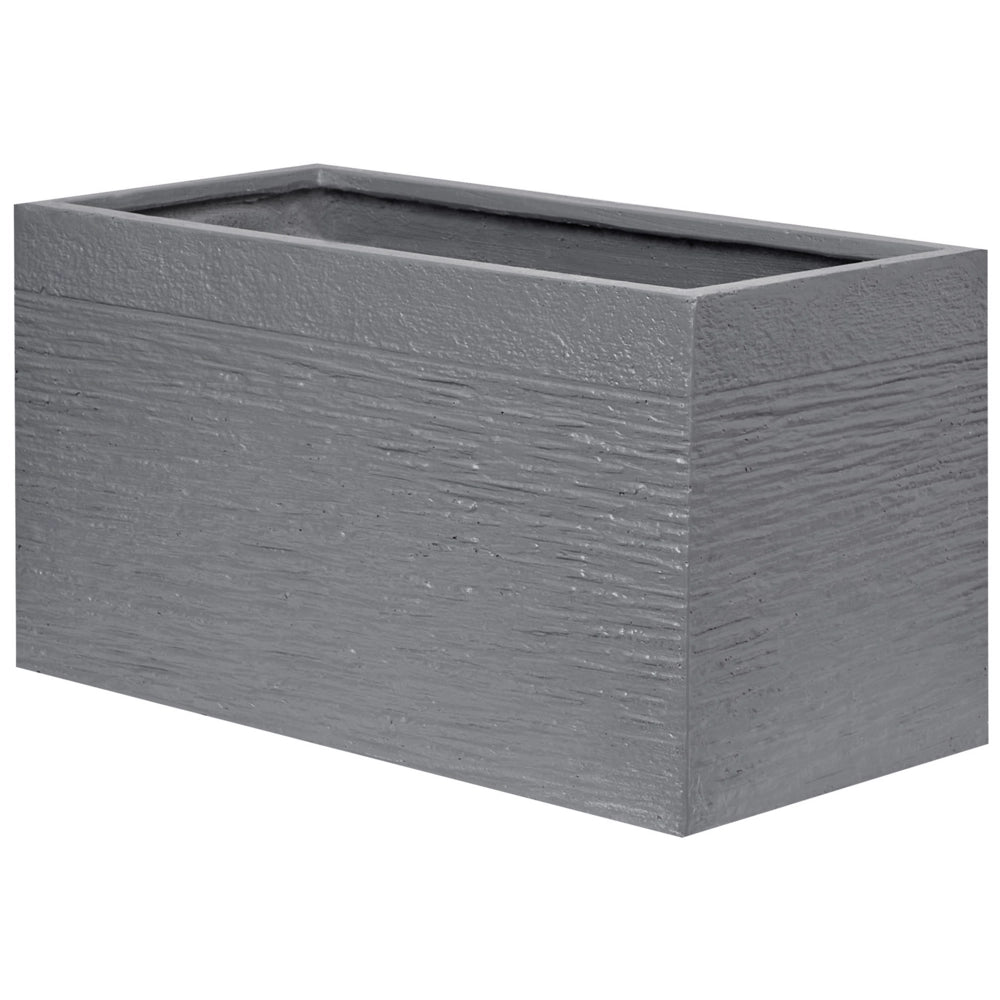 Vaso per piante in fibra di argilla grigia 60 x 29 x 30 cm Fioriera rettangolare per interni ed esterni