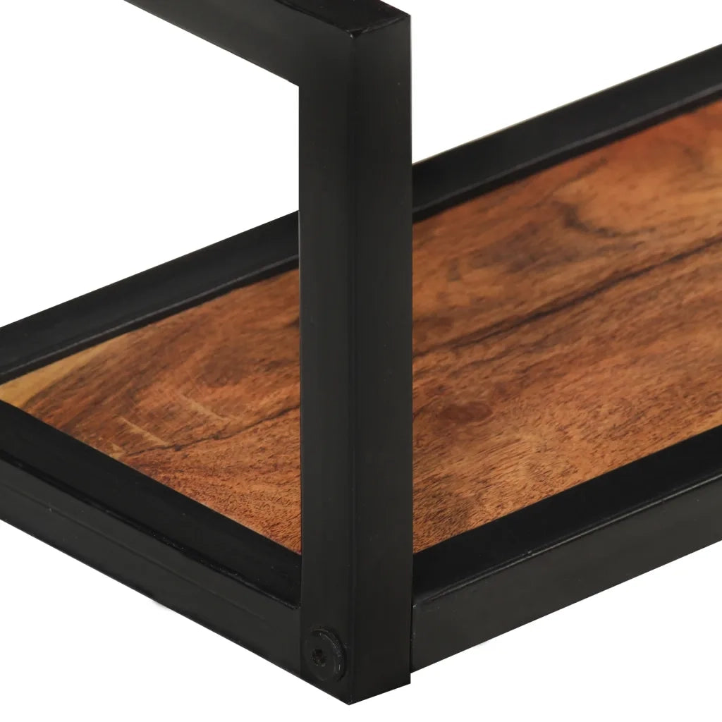 2 pz Mensole Parete | Mensola sospesa 110x17x17cm Legno Massello Acacia e Ferro