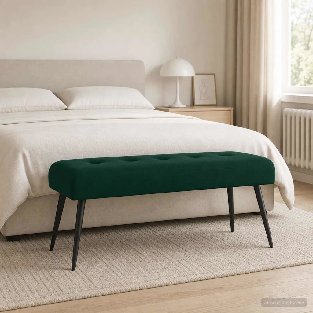 Panchina con bottoni imbottiti Verde Scuro 110 x 40 x 46 cm 42038531