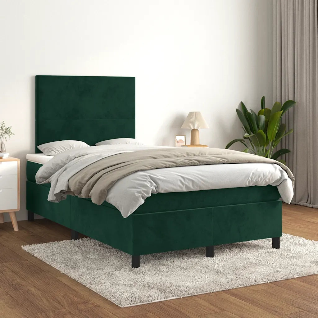 Giroletto a Molle con Materasso Verde Scuro 120x190 cm Velluto