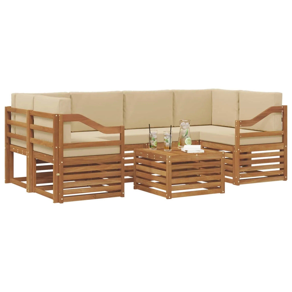 Set di divani da esterno con cuscino 7 pcs Naturale e Beige