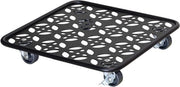 Carrello per piante EDITION NERA 30 x 30 x 5,5 cm I Carrello per fiori per uso indoor e outdoor I Carrello contenitore in acciaio con verniciatura taupe con limite I 2 interruzioni I Capacità di carico 60 kg