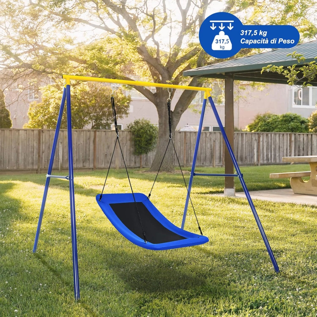 Altalena a Nido per Bambini Giardino, Con Telaio in Metallo, Regolabile in Altezza, Sedia Sospesa per Adulti Bambini, per Cortile Parco Giardino, Portata 150 kg (Blu)