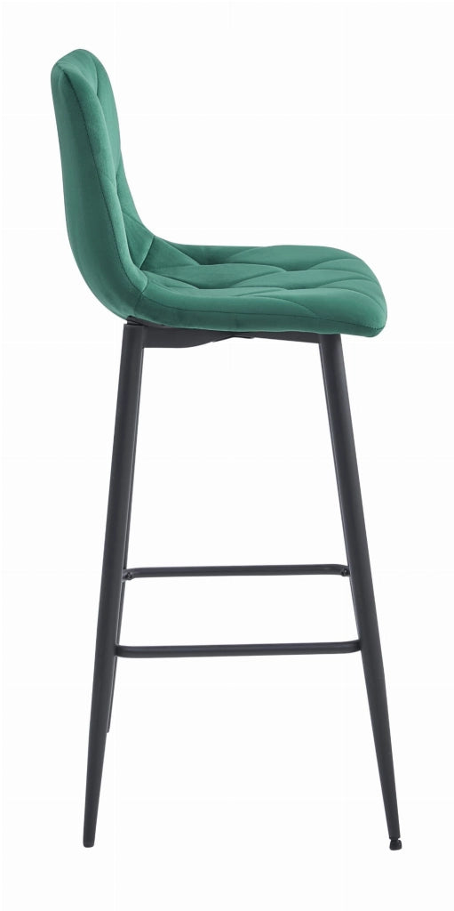Sgabello Valora KODA in velluto verde scuro con gambe nere