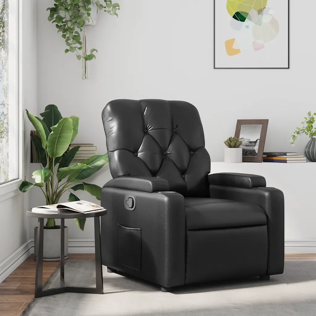 Divano Sedia-Poltrona Reclinabile Nera in Similpelle 329668