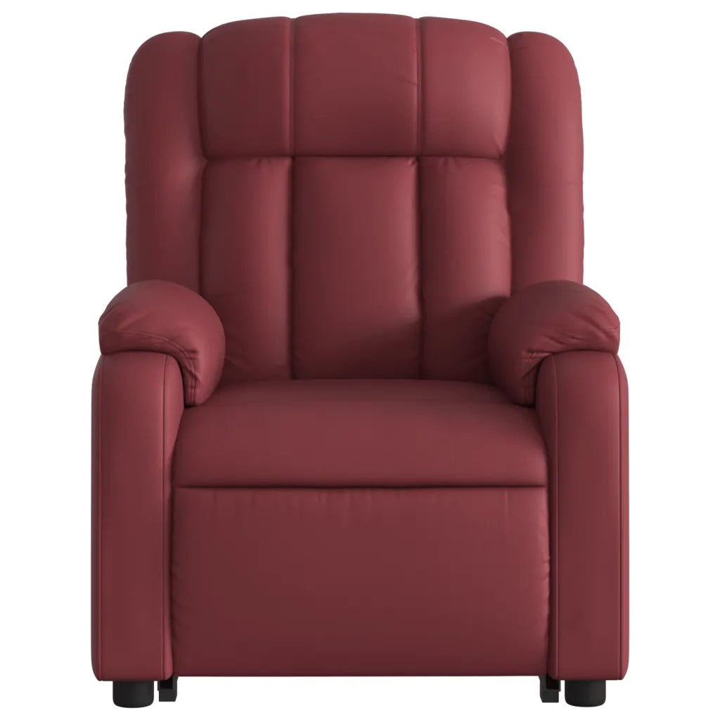Poltrona Alzapersone Massaggi Reclinabile Rosso Vino Similpelle