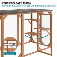 Recinto per gatti da esterno Cat run resistente alle intemperie 180x80x111,8 cm, 3 zone di riposo