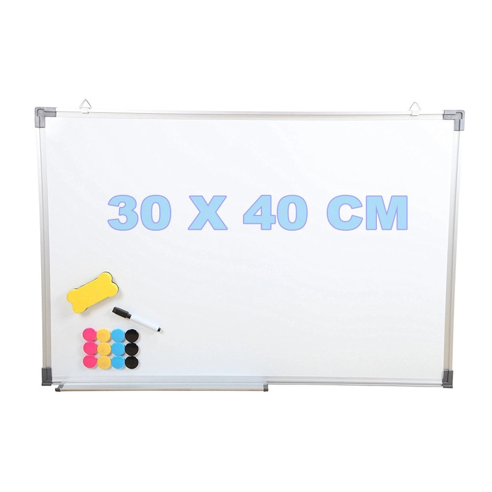Trade Shop - Lavagna Magnetica Con Struttura Alluminio 30 X 40 Cm + 3 Pennarelli + 12 Magneti -
