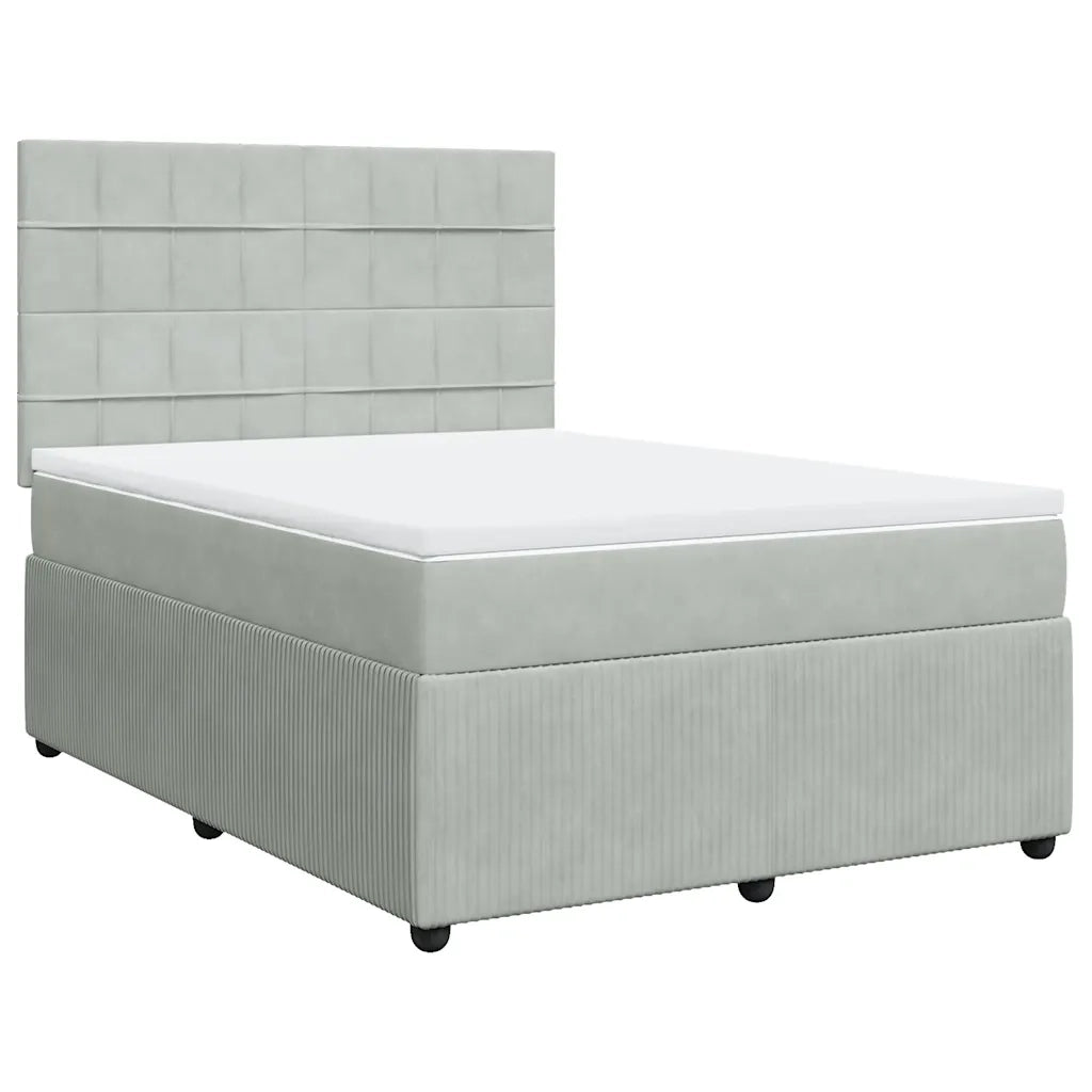 Giroletto a Molle con Materasso Grigio Chiaro 140x190cm Velluto 3294634