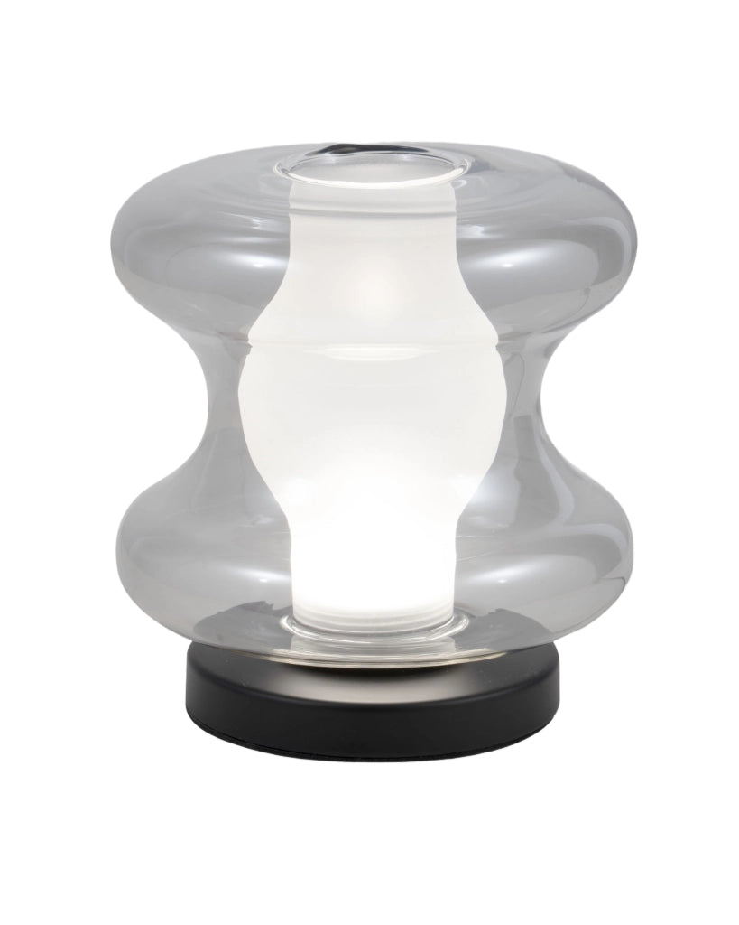 Lampada da Tavolo Frua Ø18cm, LED 7W Integrato 750lm, CCT Switch 2700K/3000K/4000K, Struttura Metallo e Vetro Borosilicato Grigio - Frua