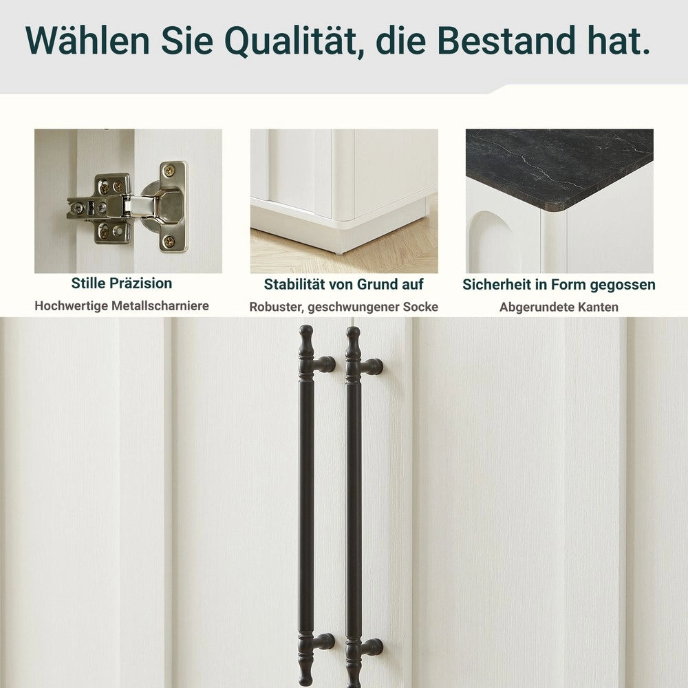 Credenza con 4 Ante e Cassetti ¨C MINIMAL ¨C Bianco e Nero, 160 cm, Soggiorno