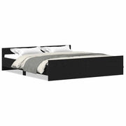Letto matrimoniale | Letto per adulti | Giroletto senza Materasso Rovere Nero 200x200 cm Truciolato