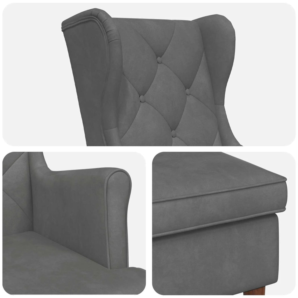 Poltrona con Ottomano 2 pz Grigio Scuro Velluto 3418848
