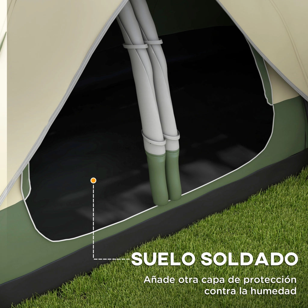 Tenda da Campeggio Pieghevole 2 Stanze ¨C Minimal ¨C Verde Oliva e Marrone 450x215x180 cm